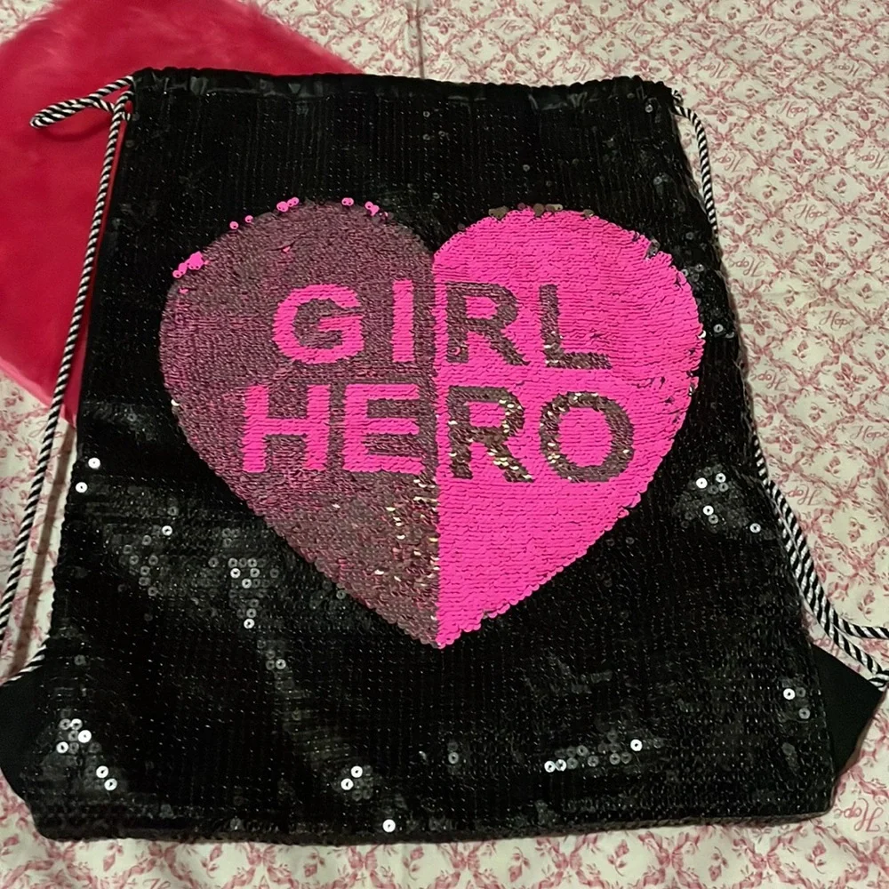 Girl Hero Justice Sequin Drawstring Bag